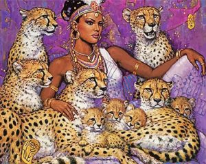 African Woman And Tigers paint by numbers