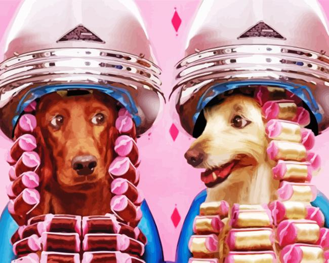 Dogs At The Hair Salon paint by numbers