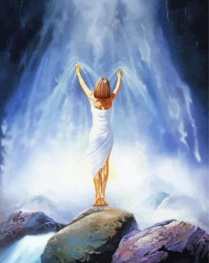 Girl In Water Fall paint by numbers