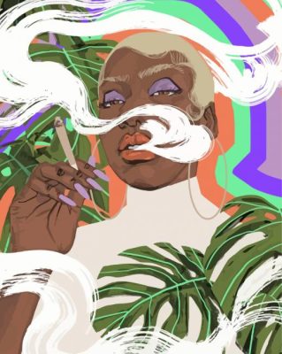 Afro Smoking a Joint paint by number
