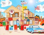 Texaco Cafe Gas Station Art paint by numbers
