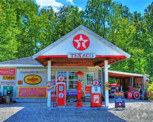 Texaco Cafe Gas Station paint by numbers