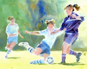 Abstract Girls Playing Soccer paint by numbers