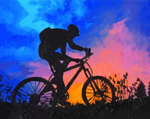 Mountain Biker Silhouette paint by numbers