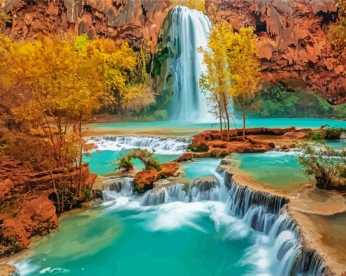 Havasu Falls Landscape paint by numbers