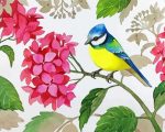 Aesthetic Bird With Hydrangea paint by numbers