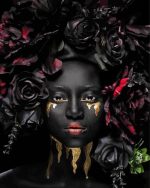 Black Woman Crying Tears of Gold paint by numbers