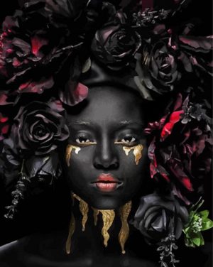 Black Woman Crying Tears of Gold paint by numbers