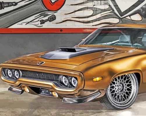 Brown 1971 Road Runner Car paint by numbers
