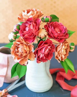 Camelia Flowers In Vase paint by numbers