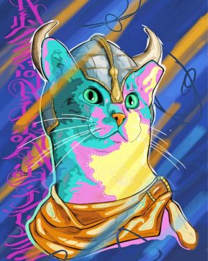 Colorful Viking Cat paint by number paint by number