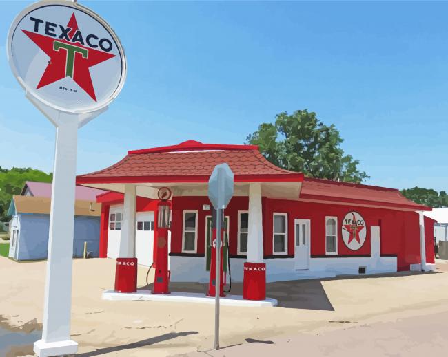 Cool Texaco Cafe Gas Station paint by numbers