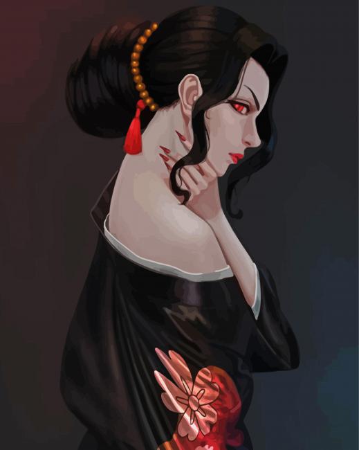 Cool Japanese Lady paint by numbers