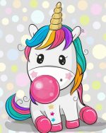 Unicorn Blowing Bubble Gum paint by numbers