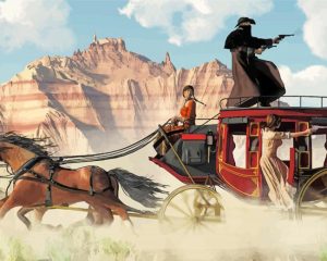 Western Stage Coach paint by numbers