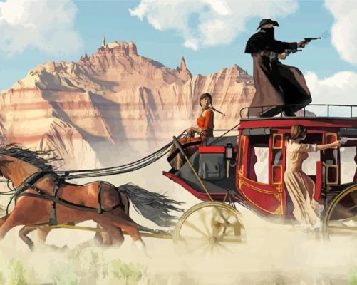 Western Stage Coach paint by numbers