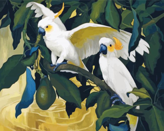 White Parrots By Jesse Arls Botke paint by numbers