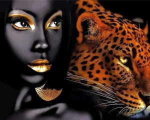 African Woman And Tiger paint by numbers
