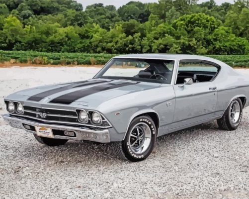 Grey 1969 Chevy Chevelle paint by numbers