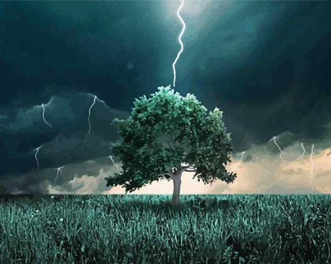 Lightning Tree Art paint by numbers