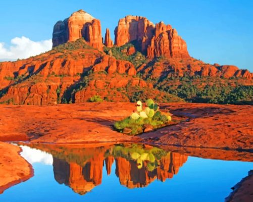 Sedona Arizona Rocks Reflection paint by numbers 
