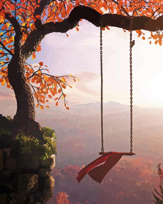 Tree And A Swing paint by numbers