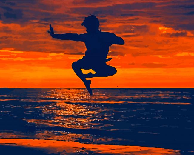 Taekwondo Silhouette paint by numbers