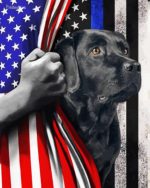 Aesthetic Black Lab With Flag paint by numbers