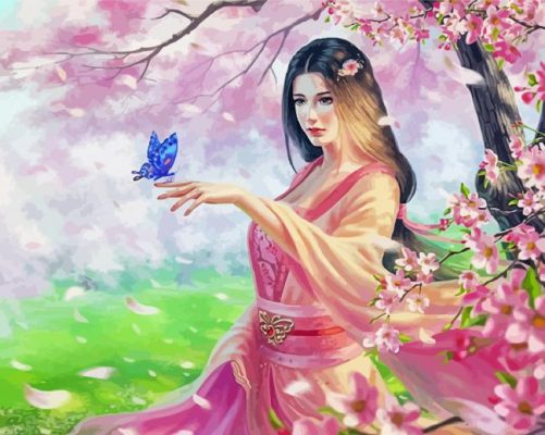 Aesthetic Blossom Girl paint by numbers