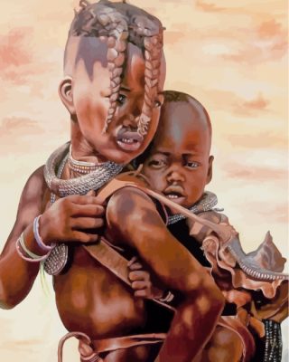 African kids paint by numbers