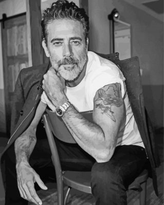 Monochrome Jeffrey Dean Morgan paint by numbers
