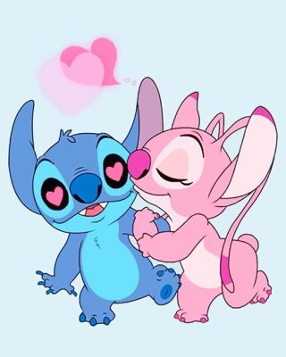 Romantic Stitch And Angel paint by number 