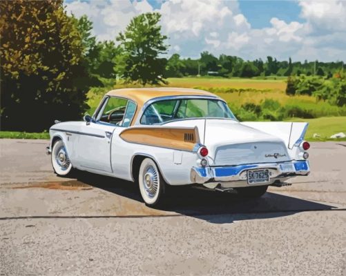 White Studebaker Car paint by number