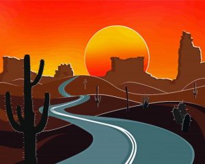 Deserted Road Illustration paint by numbers