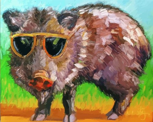 Javelina With Glasses Paint By Numbers