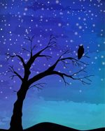 Night Tree Silhouette paint by numbers