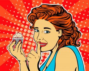 Pop Art Girl And Cake paint by numbers