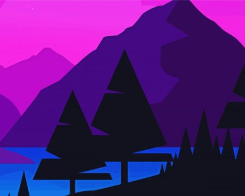 Abstract Illustration Mountain paint by numbers