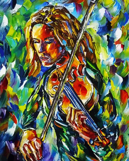 Abstract Violinist Lady paint by numbers