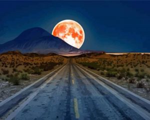 Full Moon Desert Road paint by numbers