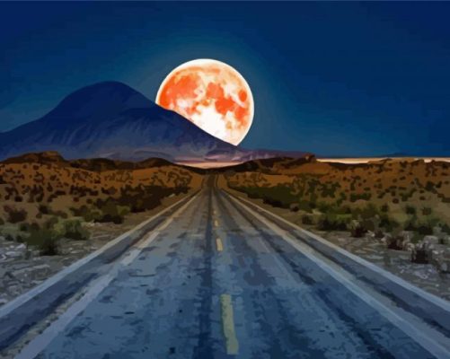 Full Moon Desert Road paint by numbers