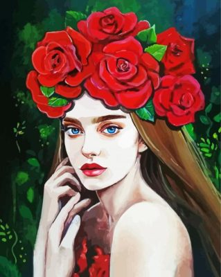 Lady With Roses Crown paint by numbers