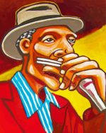 Aesthetic Man Playing Harmonica paint by numbers