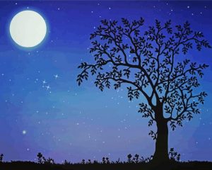 Aesthetic Night Tree paint by numbers