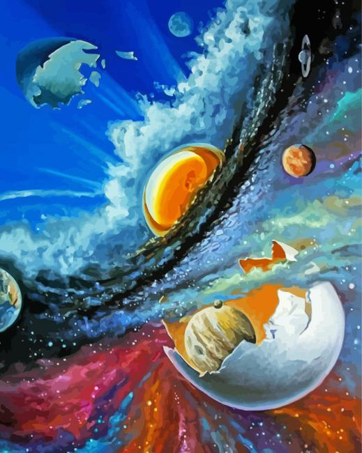 Aesthetic Space Egg paint by numbers