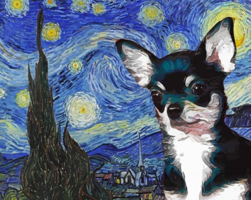 Chihuahua Starry Night paint by numbers