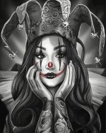 Black And White Joker Lady paint by numbers