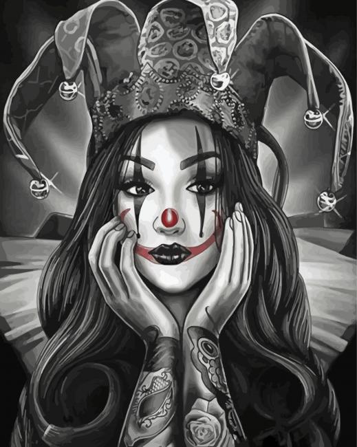 Black And White Joker Lady paint by numbers