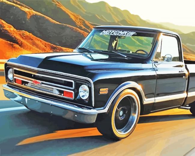 Black Vintage Truck paint by numbers