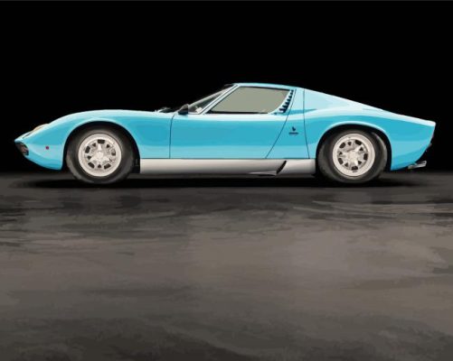 Blue Lamborghini Miura paint by numbers